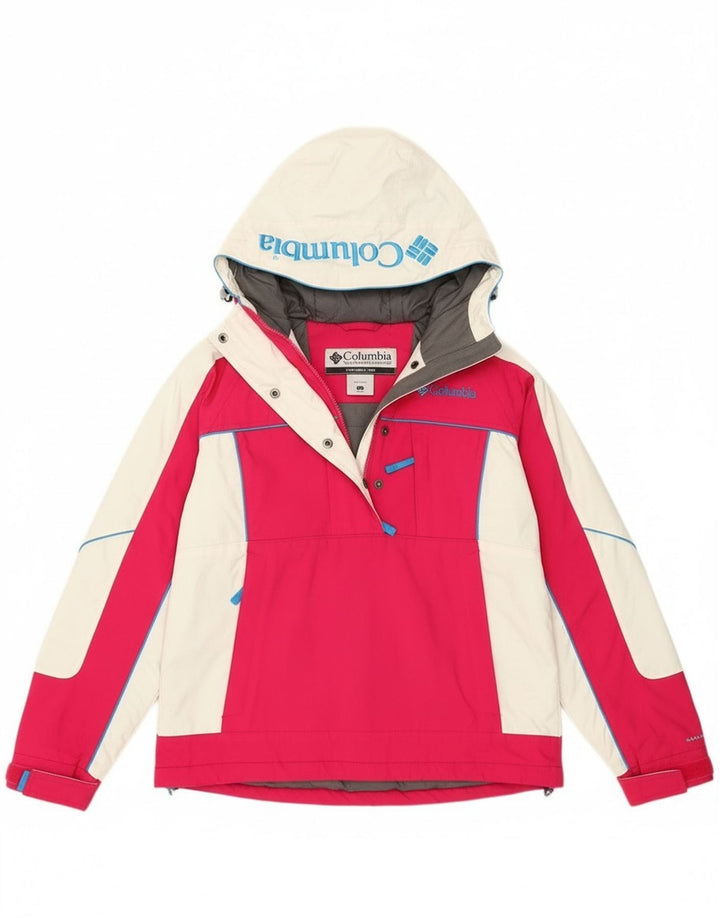 Женский анорак оверсайз с капюшоном Columbia, размер UK 10, маленький розовый с цветными блоками