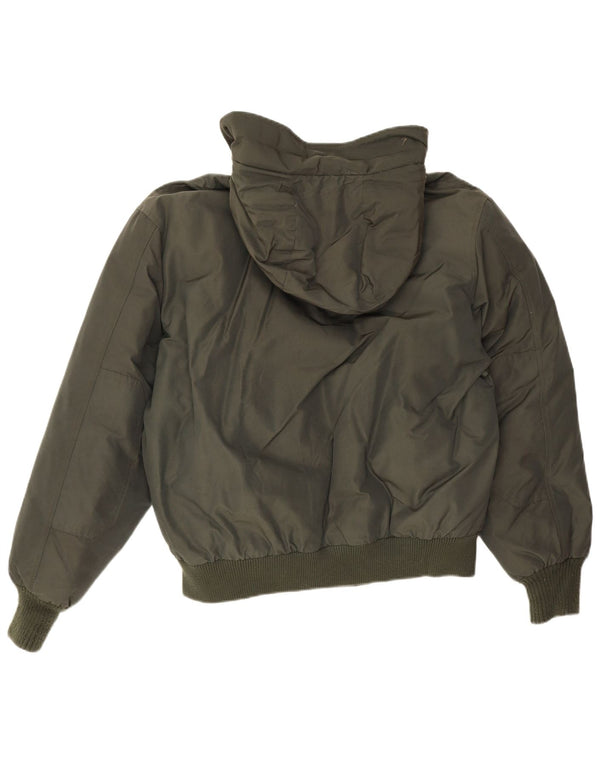 Woolrich Mens Hooded Padded Jacket UK 40 Large Khaki Cotton