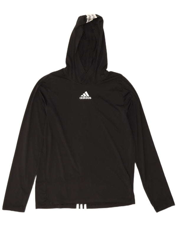 Женский топ с капюшоном Adidas Primegreen с длинным рукавом UK 10, маленький, черный, полиэстер