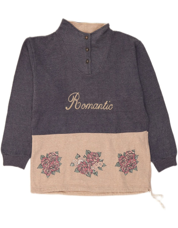 Женский свитер с рисунком CAMPAGNOLO, UK 18 XL, темно-синий с цветочным принтом