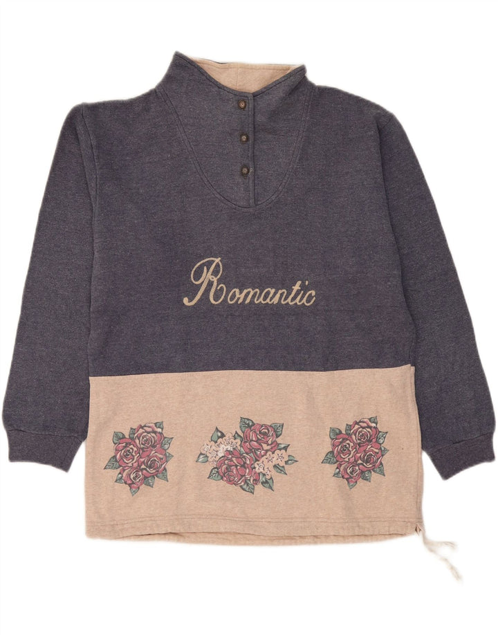 Женский свитер с рисунком CAMPAGNOLO, UK 18 XL, темно-синий с цветочным принтом