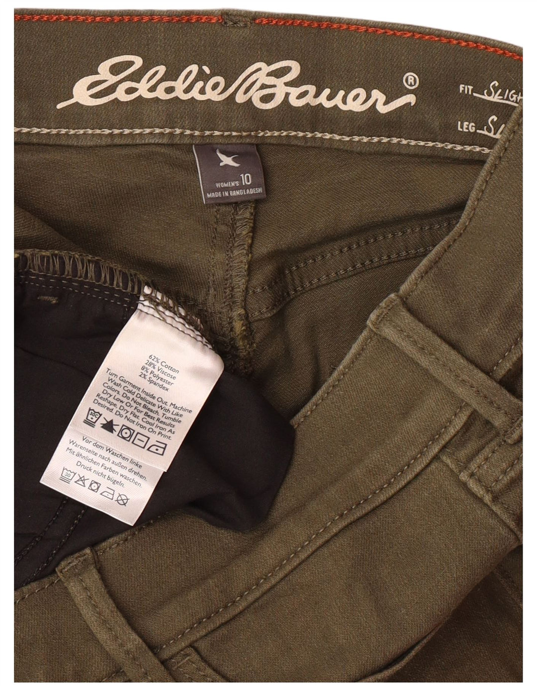 EDDIE BAUER Женские повседневные брюки США 10, большие W32 L30, хаки