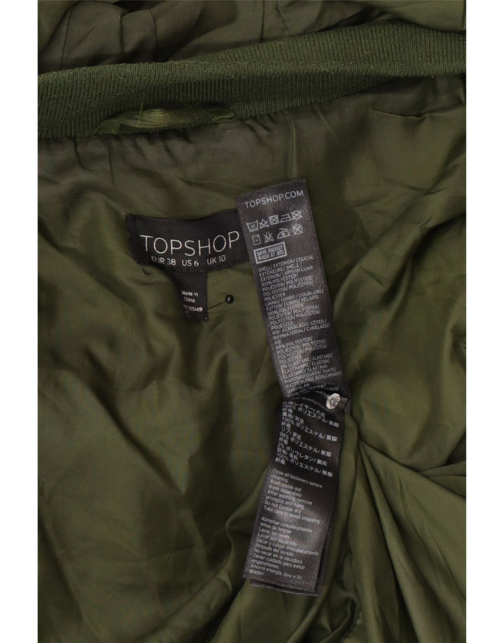Topshop Женская утепленная куртка оверсайз с капюшоном UK 10, маленький цвет хаки, полиэстер