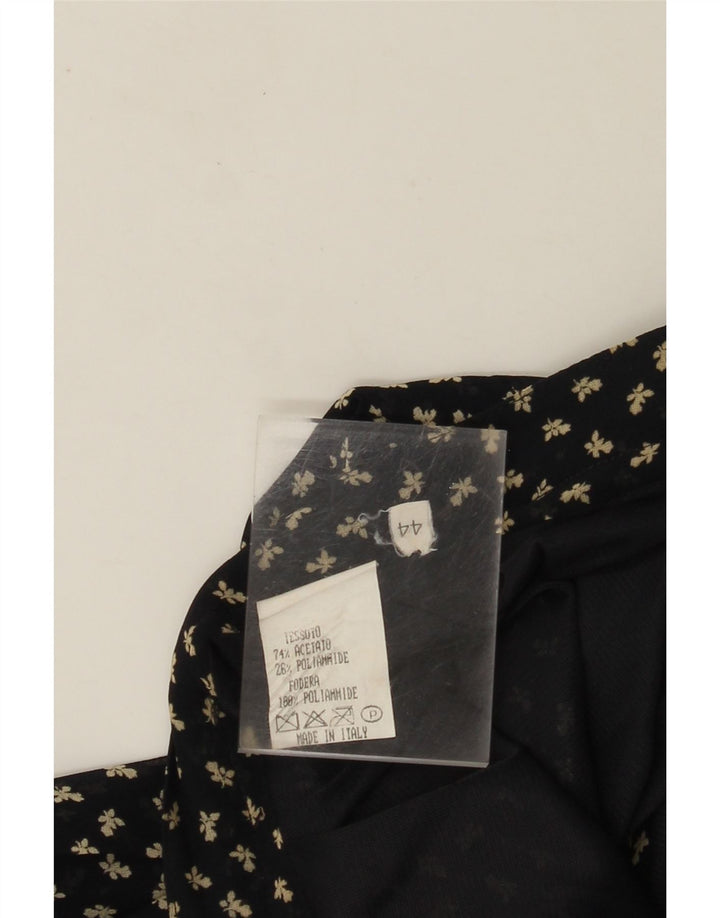 ВИНТАЖНАЯ женская юбка-трапеция с высокой талией IT 44 Medium W26 Темно-синий с цветочным принтом