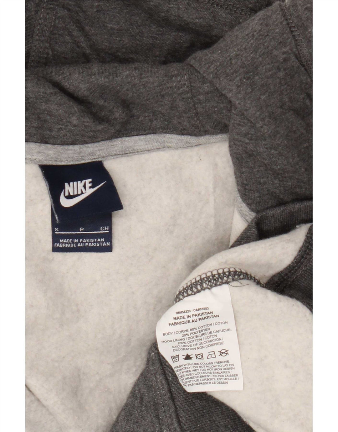 Мужской свитер с капюшоном на молнии Nike, маленький серый хлопок с крапинками