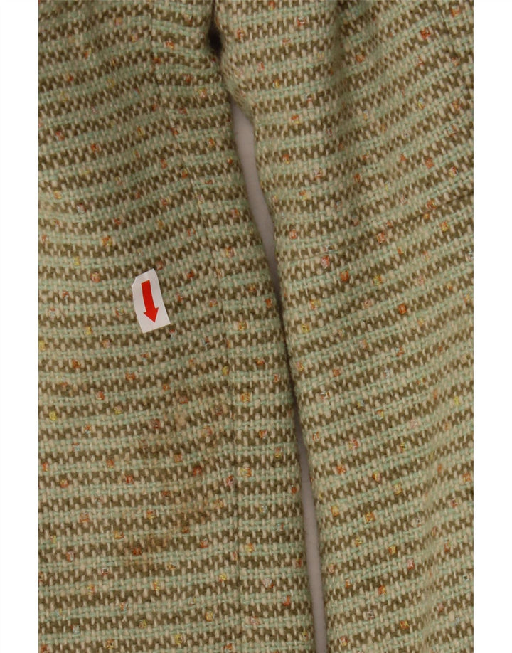 NOA Женское двубортное пальто NOA UK 14, шерсть в зеленую полоску средней длины