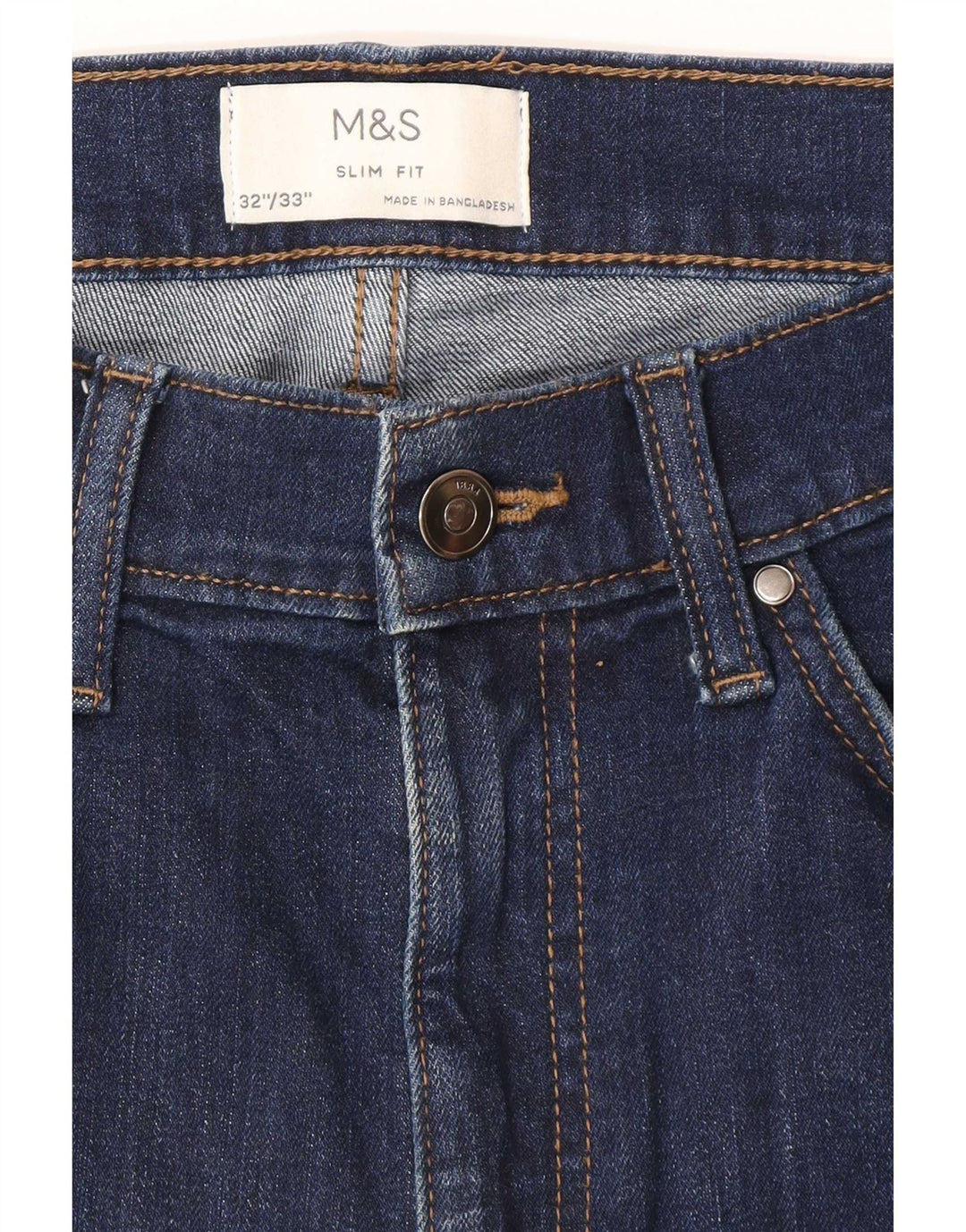 Мужские узкие джинсы Marks & Spencer W32 L33 темно-синие, хлопок