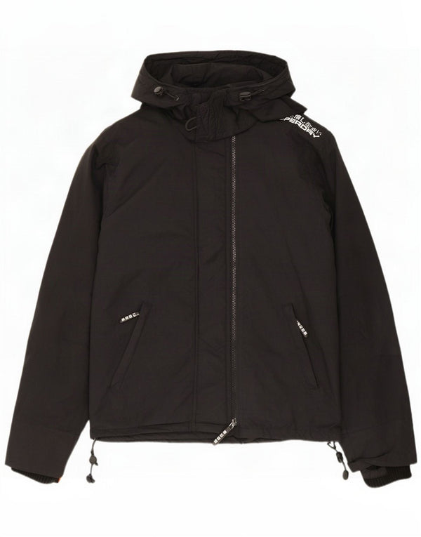 Мужская дождевик с капюшоном Superdry UK 38, средний черный нейлон