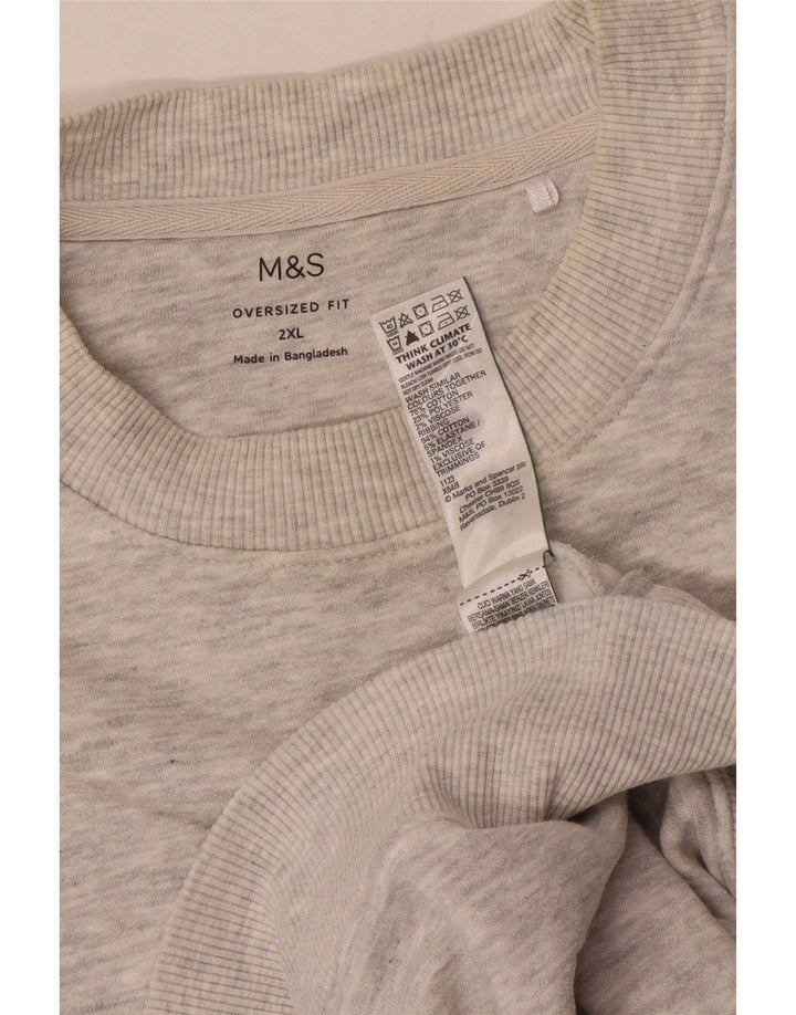 Мужской свитер оверсайз Marks & Spencer 2XL, серый хлопок с крапинками