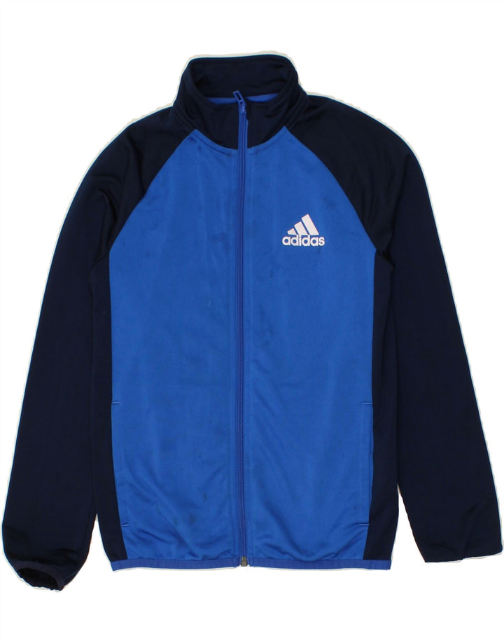 ADIDAS Boys Tracksuit Top Jacket 9-10 Years Navy Blue Colourblock Vintage Adidas and Second-Hand Adidas from Messina Hembry 