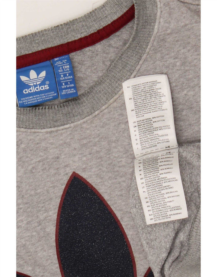 Adidas Свитшот с тремя полосками для мальчиков 13-14 лет, серый в крапинку