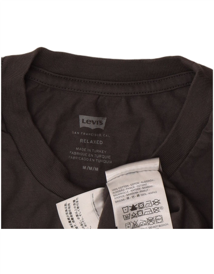 Мужская футболка свободного покроя с рисунком Levi's, хлопковый топ среднего серого цвета