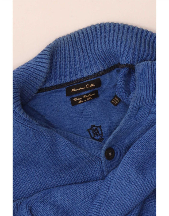 Мужской свитер Massimo Dutti с воротником на пуговицах 2XL, синий хлопок