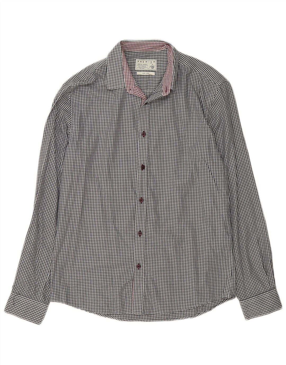 Мужская рубашка Jack & Jones, большая белая хлопковая клетка в мелкую клетку