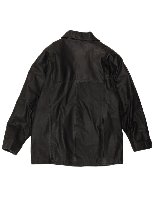 Женская кожаная куртка свободного кроя Modern Classics UK 14, кожа среднего черного цвета