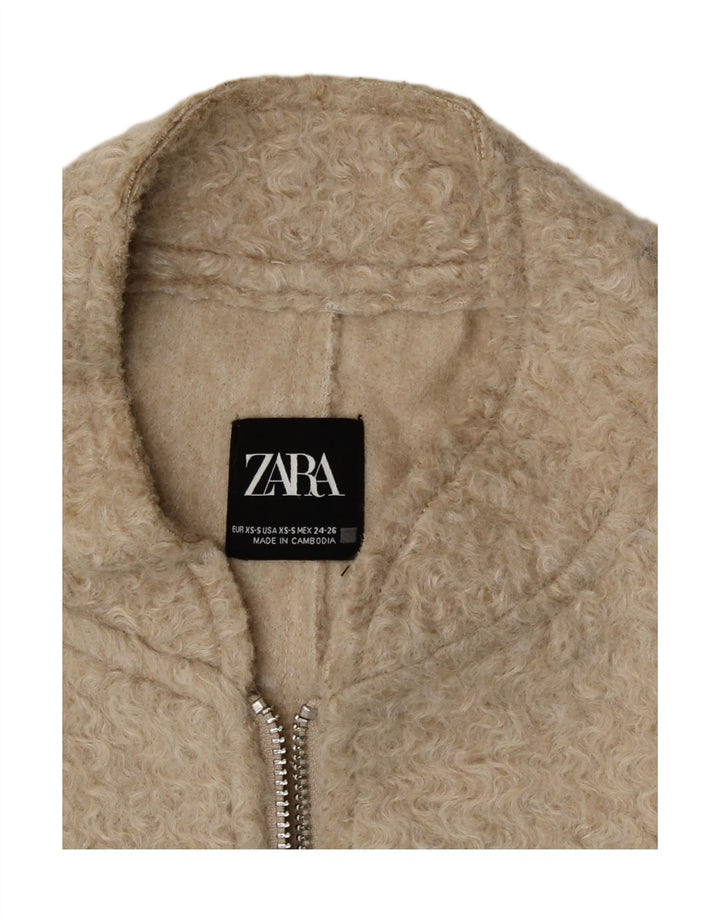 Женский бомбер оверсайз Zara UK 6 XS, бежевый полиэстер