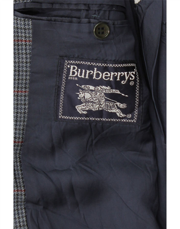 Мужской пиджак Burberrys IT 48 Medium Navy Blue, шерсть с узором «гусиные лапки»