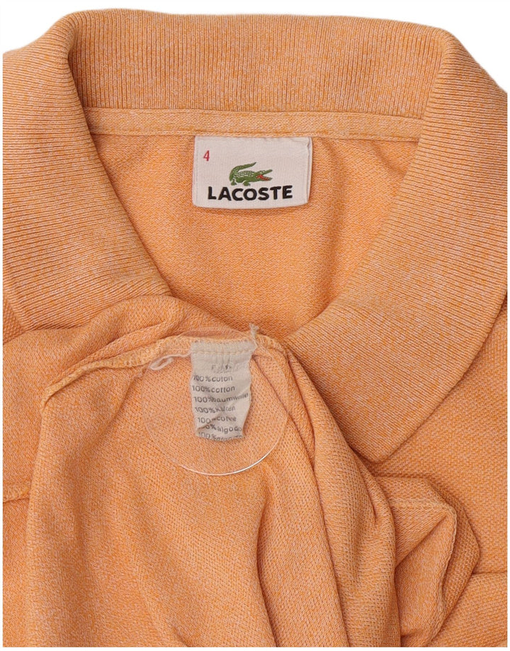 Мужская рубашка-поло Lacoste, размер 4, средний оранжевый, хлопок с цветными блоками