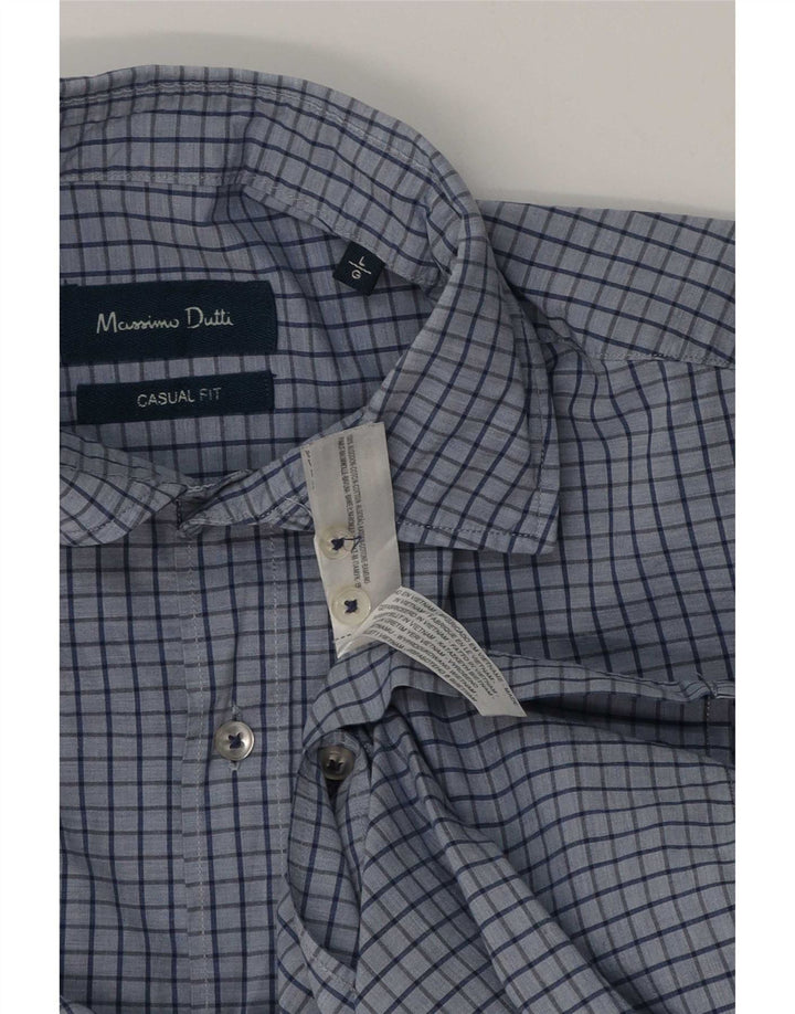 Мужская повседневная рубашка Massimo Dutti, большая синяя клетка, хлопок