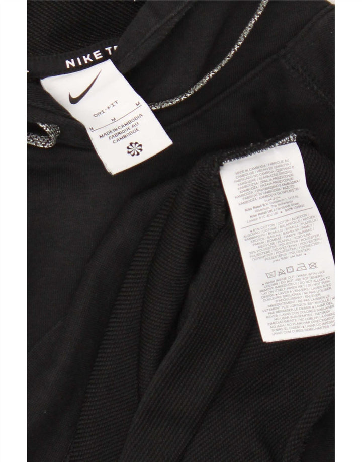 Мужской джемпер с капюшоном с графическим рисунком Nike Dri Fit, средний черный, хлопковый