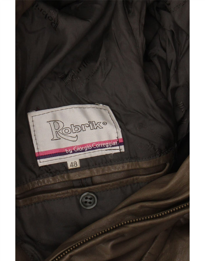 ROBRIK Мужское Кожаное Пальто IT 48 Средне Коричневый