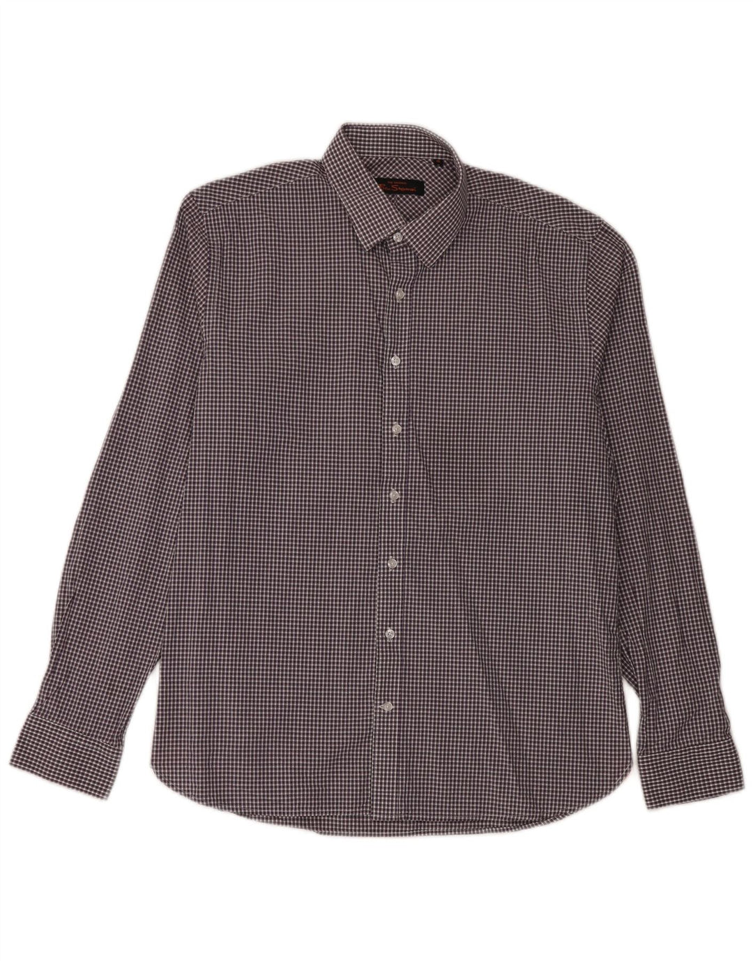 Мужская рубашка Ben Sherman, размер 16, большая, фиолетовая, в мелкую клетку, хлопок