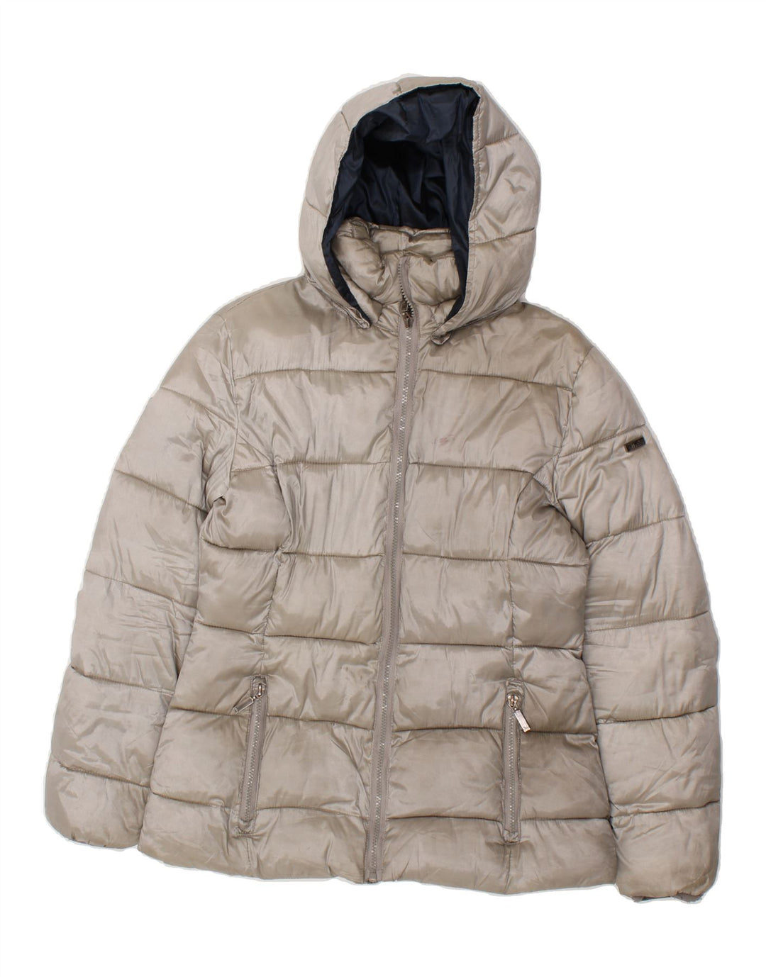 ELLESSE Womens Hooded Padded Jacket UK 14 Medium Grey Polyester Vintage Ellesse and Second-Hand Ellesse from Messina Hembry 