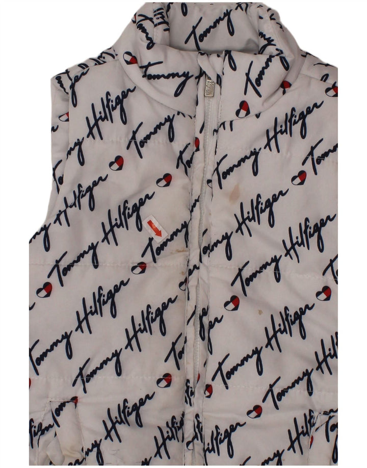 TOMMY HILFIGER Утепленный жилет с рисунком для девочек 3–4 лет, белый полиэстер