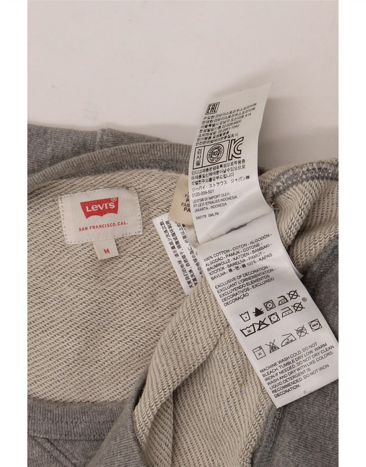 Мужской свитшот с рисунком Levi's, хлопковый джемпер среднего серого цвета с крапинками