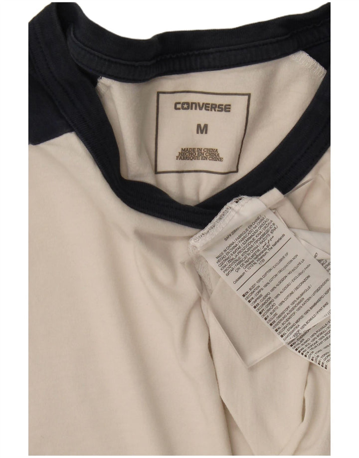 CONVERSE Womens Graphic Top 3/4 Sleeve UK 12 Medium White Colourblock