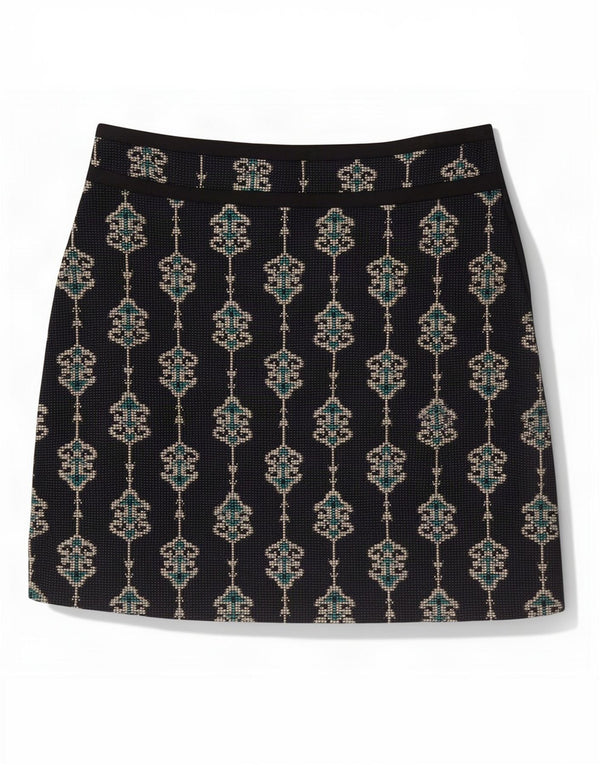 Женская мини-юбка Zara XS W24 темно-синяя, полиэстер с пейсли