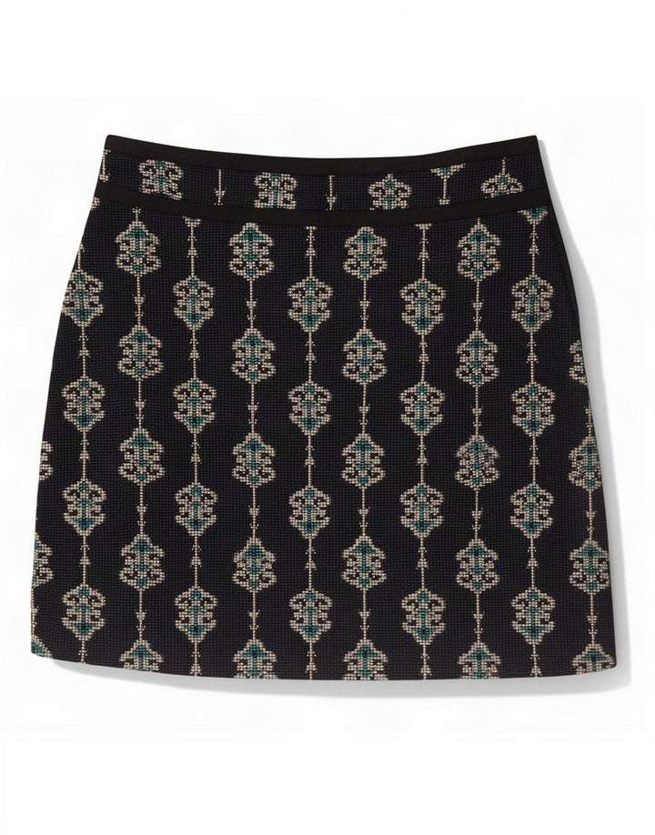 Женская мини-юбка Zara XS W24 темно-синяя, полиэстер с пейсли