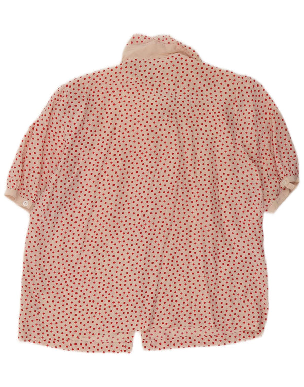Винтажная женская блузка-рубашка с коротким рукавом, Великобритания, 16, большая розовая пятнистая