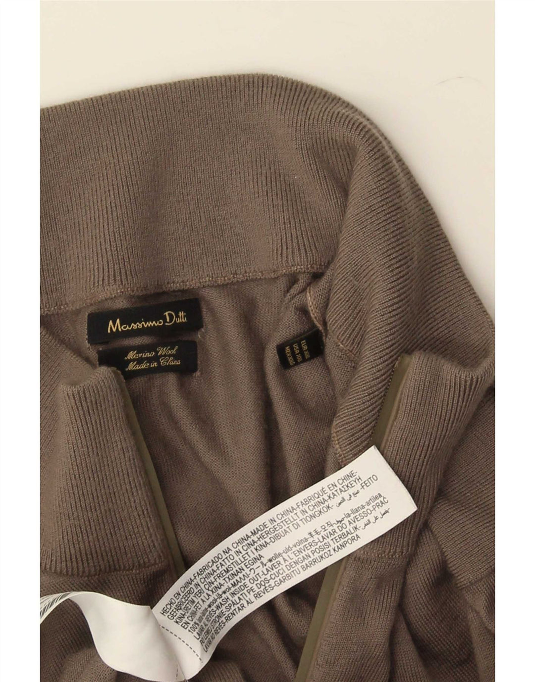 Мужской свитер Massimo Dutti с воротником на молнии 2XL, коричневый, шерсть