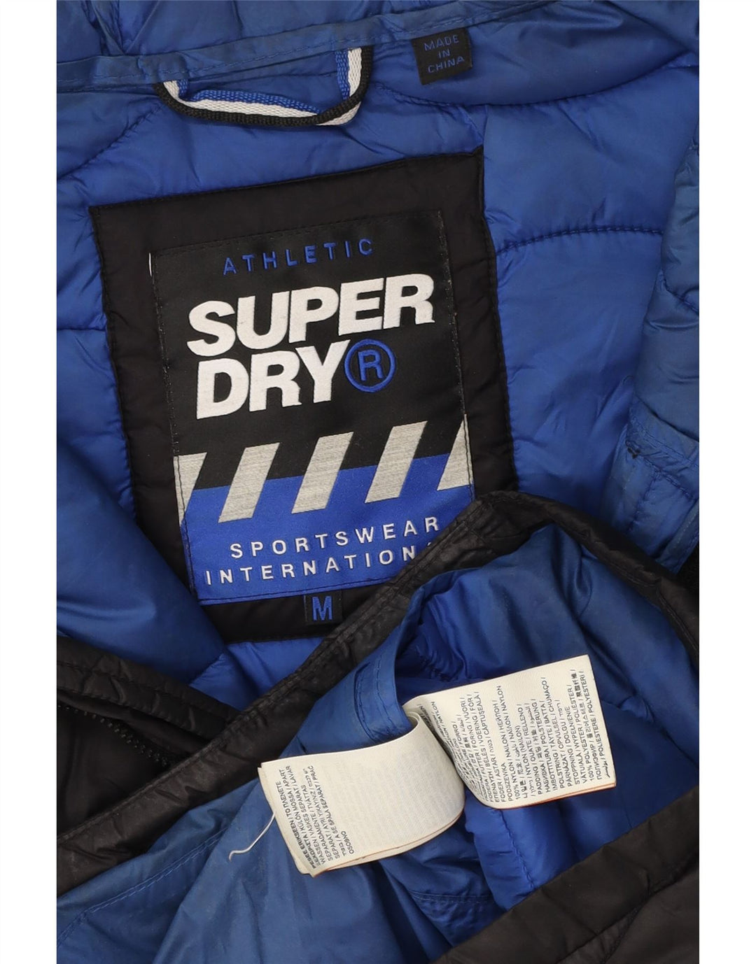 Мужская утепленная куртка с капюшоном Superdry UK 38, средний черный нейлон
