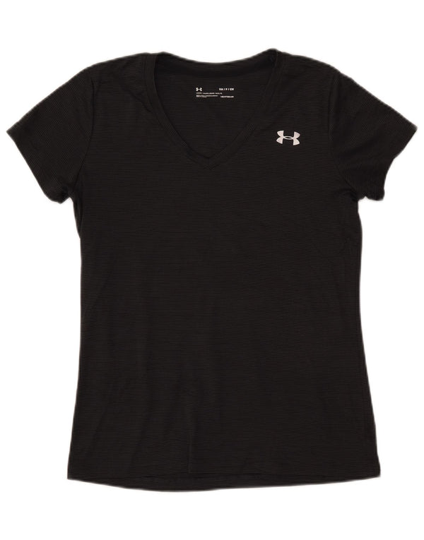 UNDER ARMOUR Womens Heat Gear T-Shirt Top UK 10 Small Grey Pinstripe