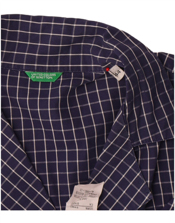 Женская рубашка Benetton IT 44, средний темно-синий в клетку, хлопок