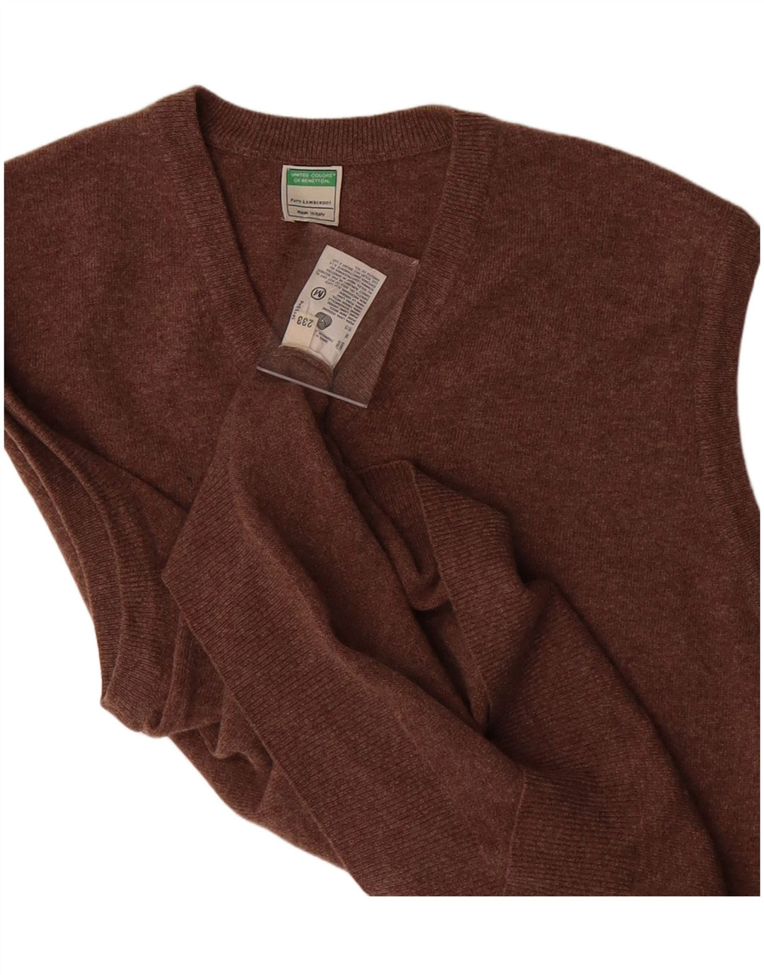 BENETTON Mens Vest Tank Top Medium Brown Wool