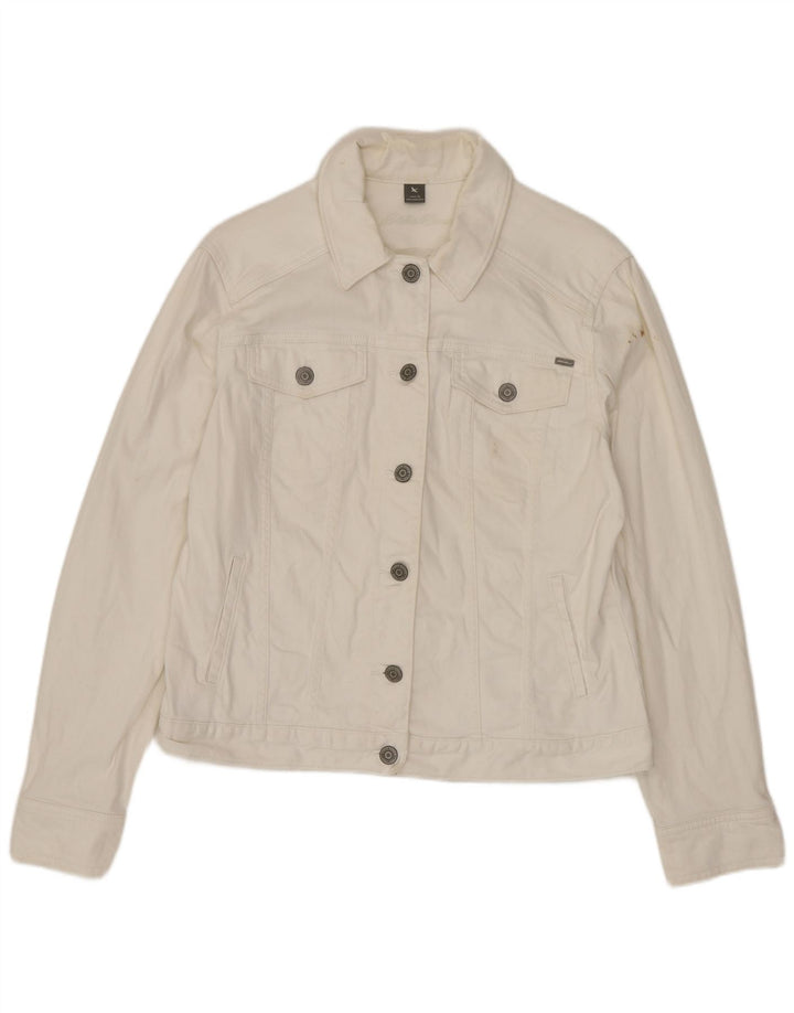 Женская джинсовая куртка Eddie Bauer UK 14, большой размер, белый хлопок