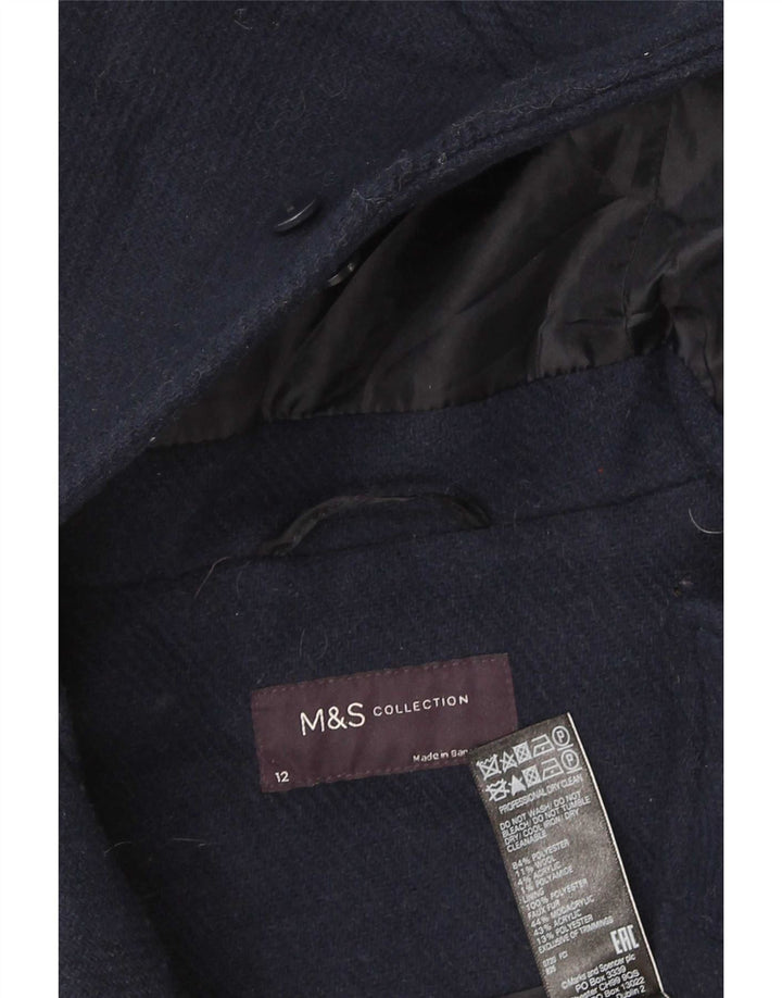 Женский дафлкот с капюшоном Marks & Spencer UK 12, средний темно-синий, полиэстер