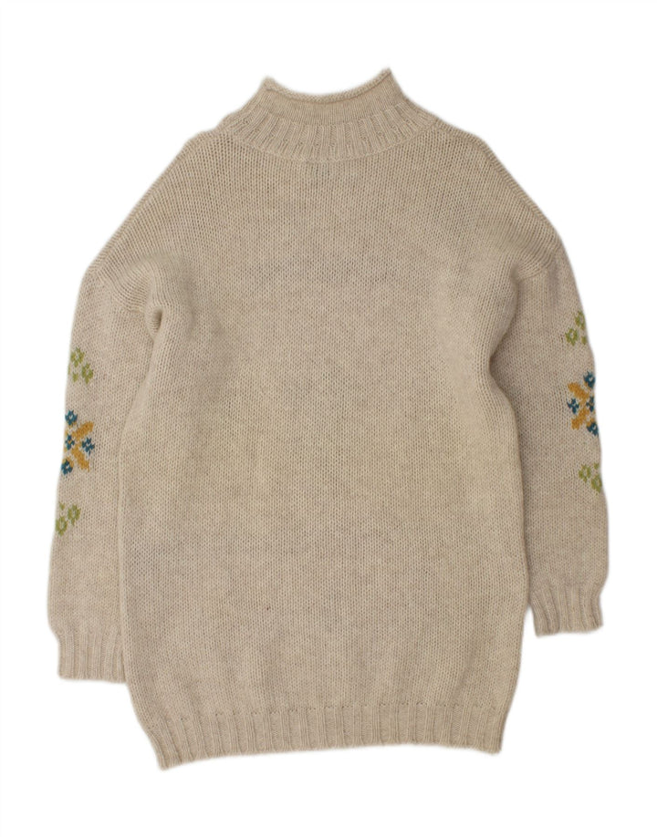 BENETTON Womens Turtle Neck Jumper Sweater UK 12 Medium Off White