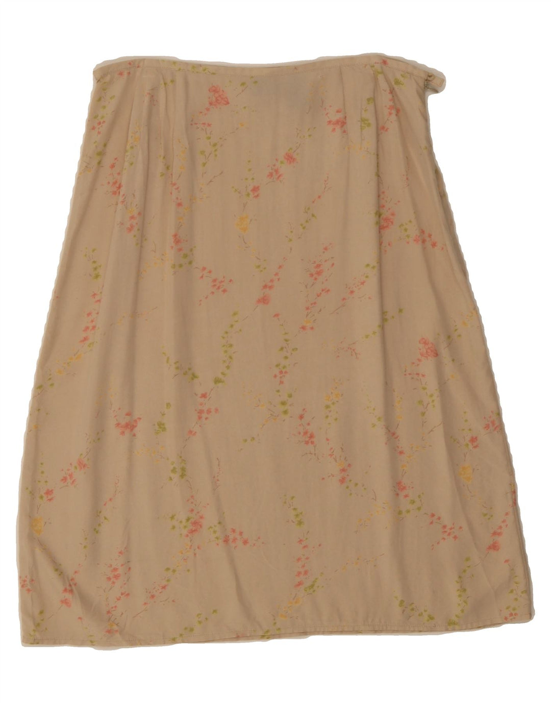 IZOD Womens A-Line Skirt US 8 Medium W30 Beige Floral Rayon Vintage Izod and Second-Hand Izod from Messina Hembry 