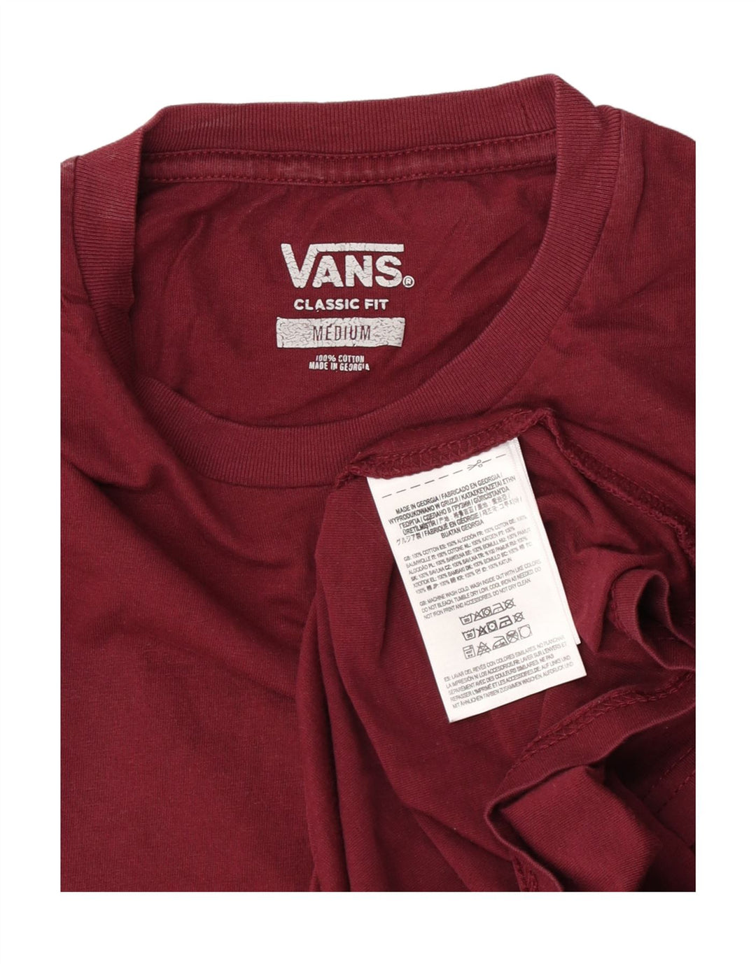 Мужская футболка классического кроя Vans Top среднего бордового цвета из хлопка
