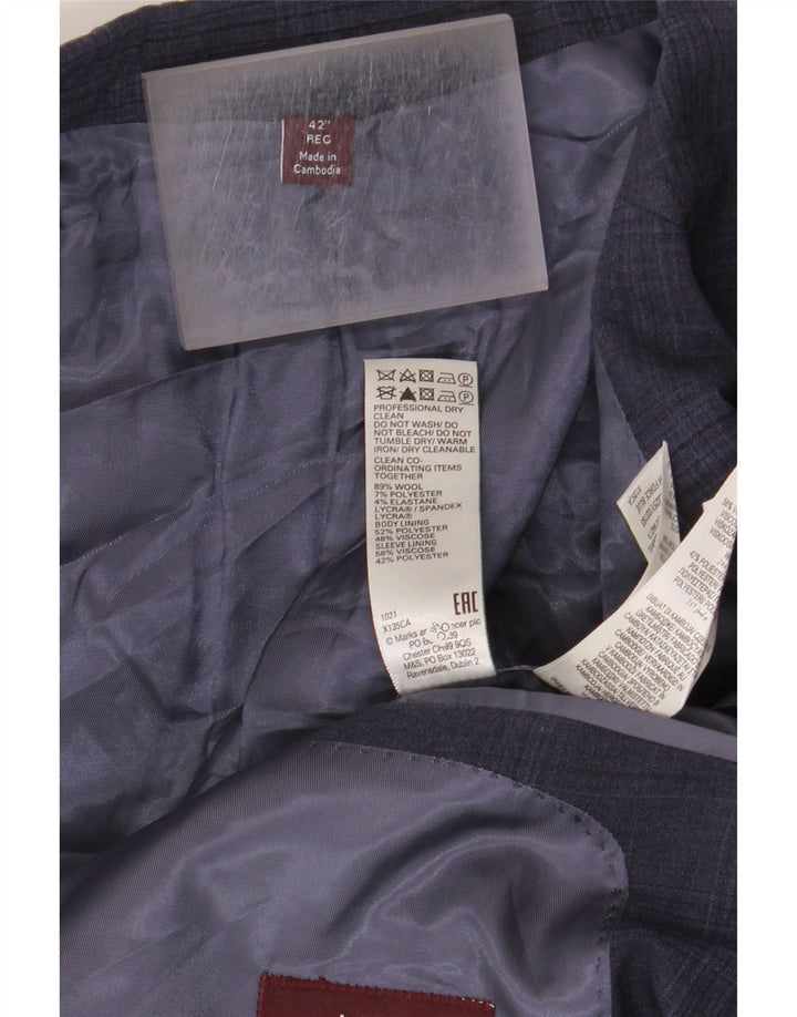 Мужской пиджак на двух пуговицах Marks & Spencer UK 42 XL Темно-синий в клетку