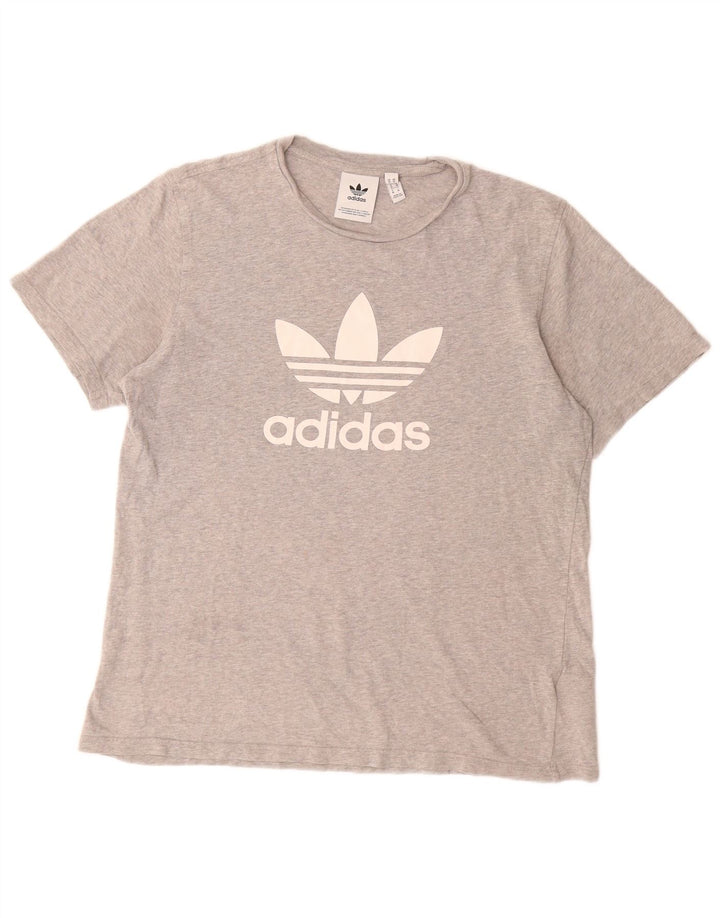 Мужская футболка с рисунком ADIDAS, хлопковый топ среднего серого цвета