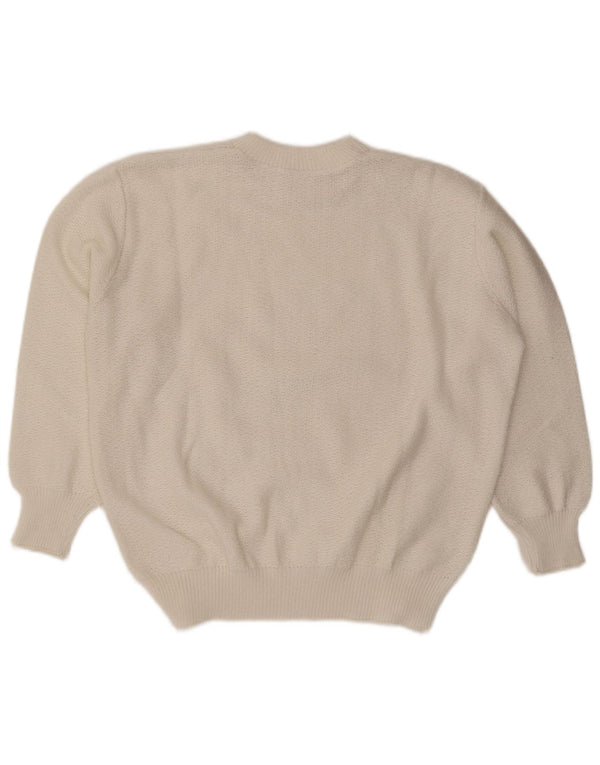 Винтажный женский джемпер с круглым вырезом, Великобритания, 18 XL, белый