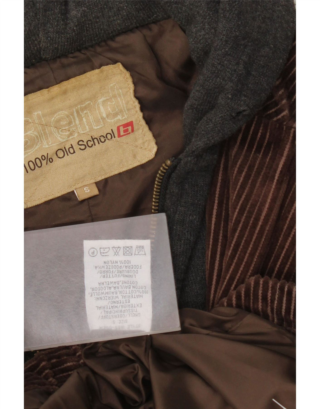 Женская вельветовая куртка с капюшоном с графическим рисунком, размер UK 36, маленький коричневый хлопок