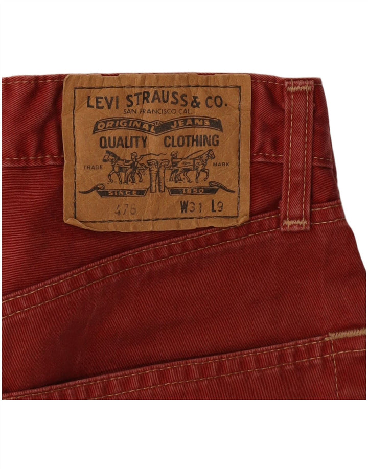 Мужские джинсовые шорты LEVI'S 476 W31, средний красный хлопок