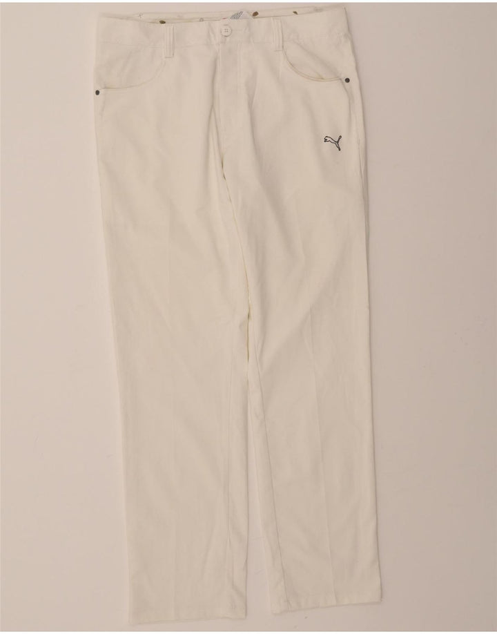 PUMA Womens Straight Casual Trousers W32 L30 White Polyester Vintage Puma and Second-Hand Puma from Messina Hembry 