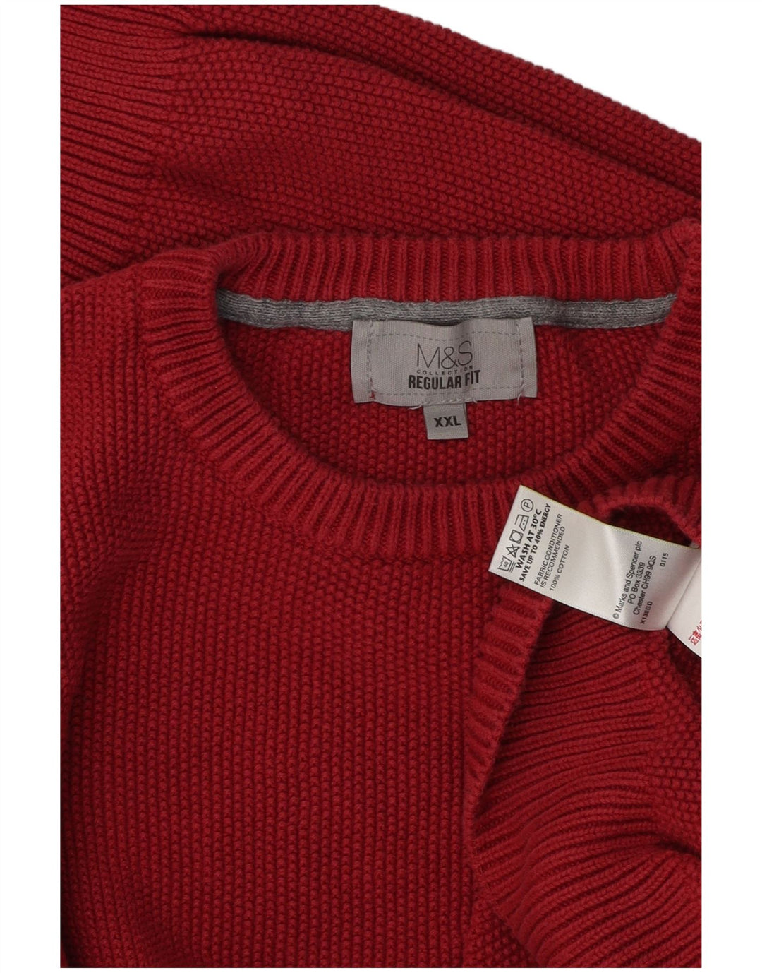 Мужской джемпер с круглым вырезом Marks & Spencer 2XL, красный хлопок